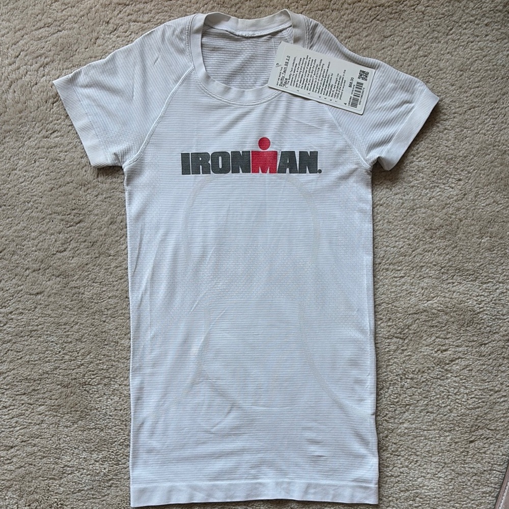 lululemon athletica White Ironman Swift Tech SS 2.0 Race Tee. Size 4